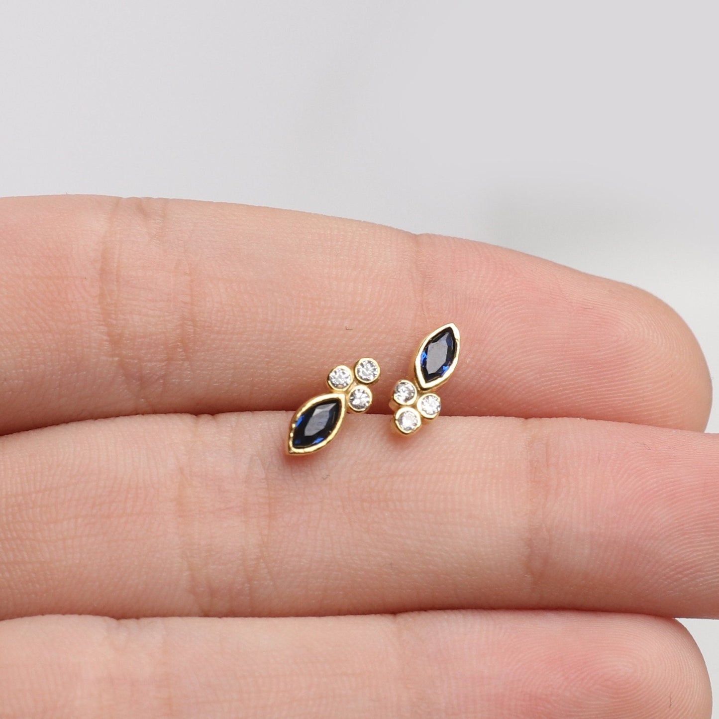 Sapphire Earrings,Diamond Stud Earrings,Sapphire Jewelry,Diamond Jewelry,Celestial Jewelry,JX82