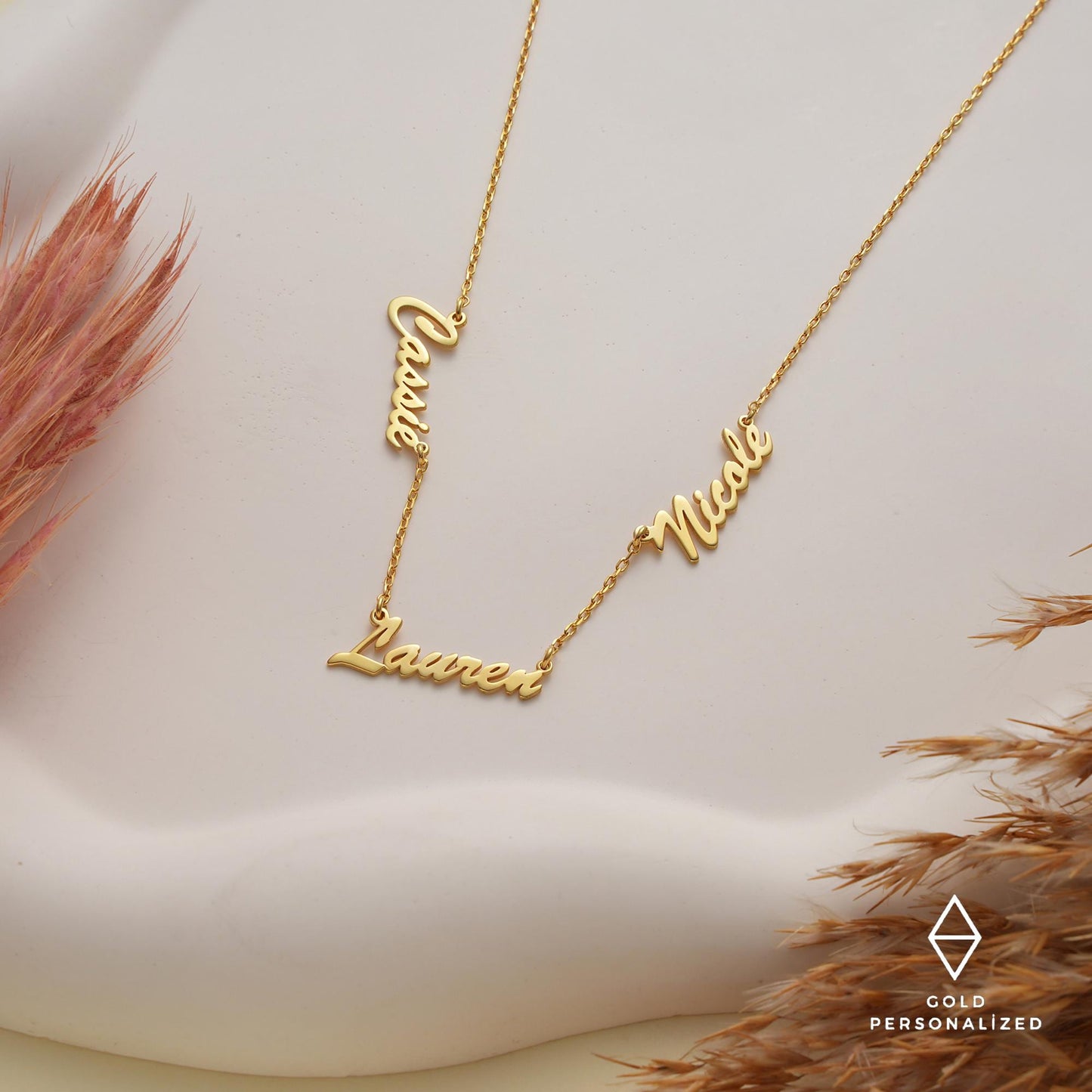 14k Solid Gold Name Necklace,Personalized Necklace,Multiple Name Necklace,Personalized Jewelry,Dainty Necklace,Gift For Her,JX11
