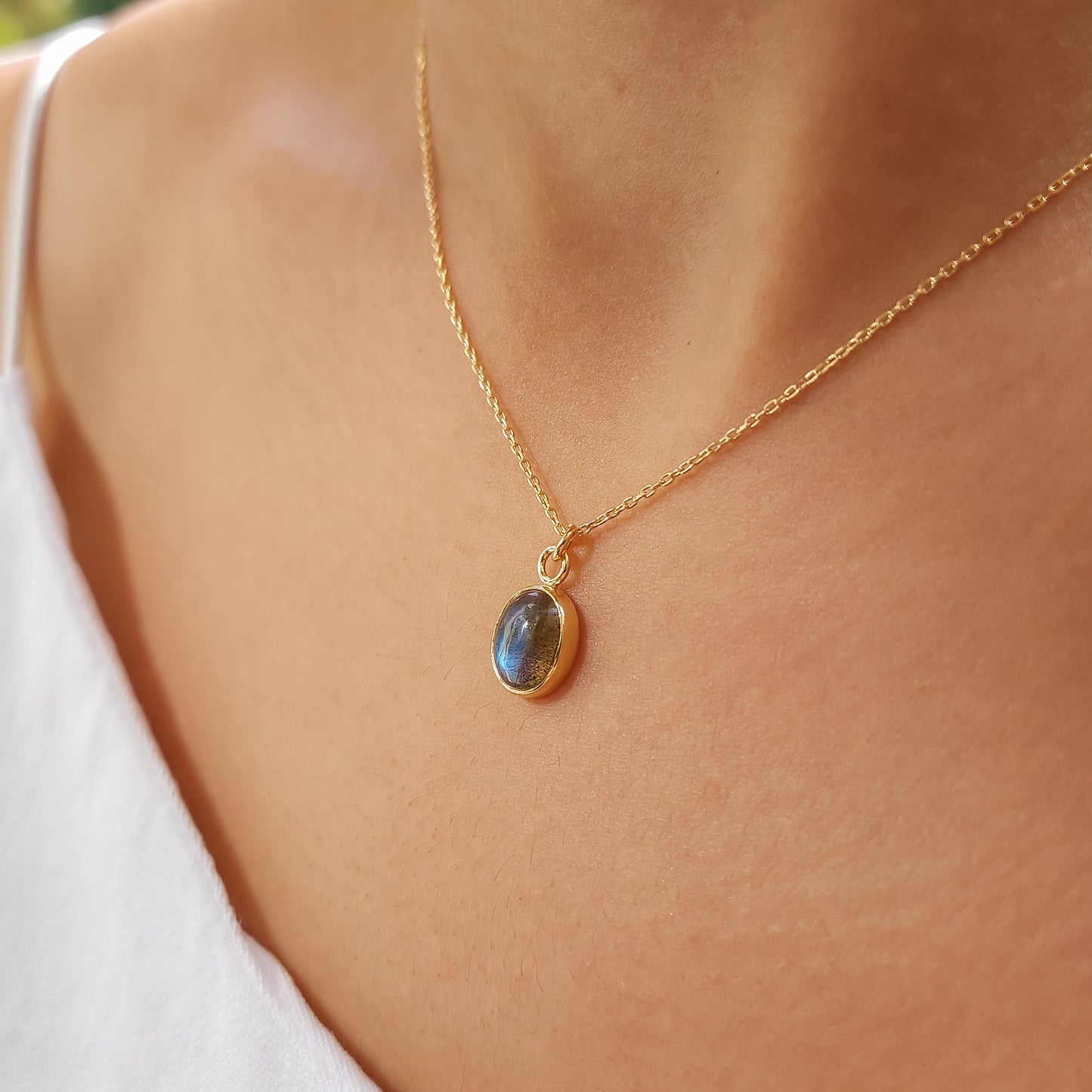 'Aura' Gold Labradorite Pendant Necklace