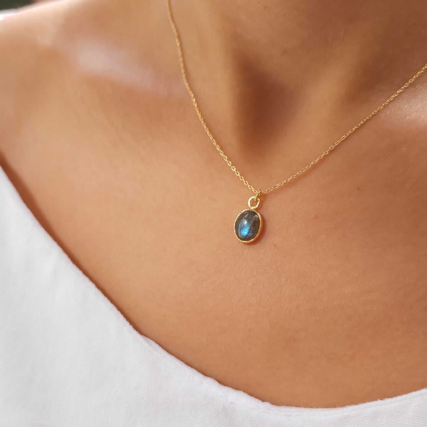 'Aura' Gold Labradorite Pendant Necklace