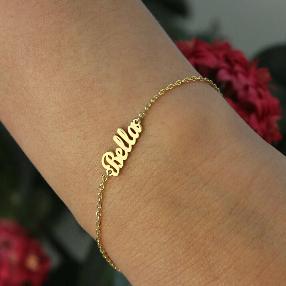 14k Solid Gold Name Bracelet-İnitial Bracelet-Letter Bracelets-Personalized Bracelet-Dainty Bracelet-Gift For Her,Personalized Gift-JX11