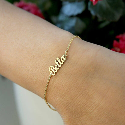 14k Solid Gold Name Bracelet-İnitial Bracelet-Letter Bracelets-Personalized Bracelet-Dainty Bracelet-Gift For Her,Personalized Gift-JX11