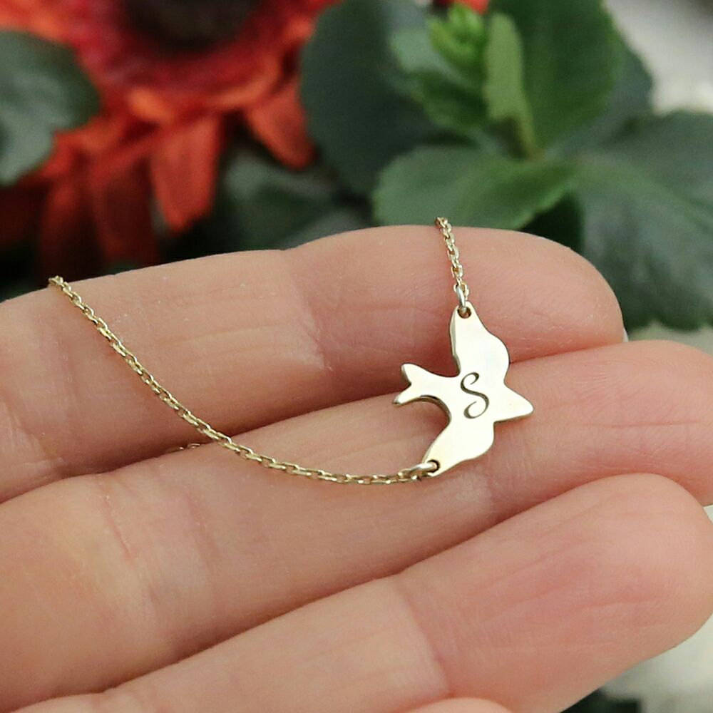 14k Gold Bird Bracelet-Personalized Bracelet-Soar Bird Bracelet-Dove Bracelet-Gold-Personalized Gift-Bracelet-JX14