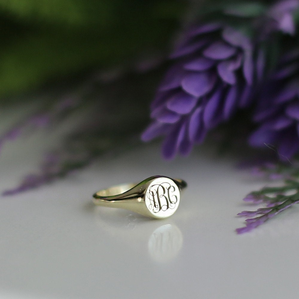 Sterling Silver Signet Ring-Personalized Rings-Monogram Ring-Letter Ring-Initial Ring-Engraved Ring-Womens Ring-JX06