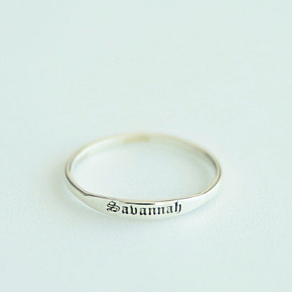 14k Gold Dainty Stacking Ring,Custom Stackable Ring,Initial Ring,Name Ring,Gift For Mom,Gothic Name Ring,JX23