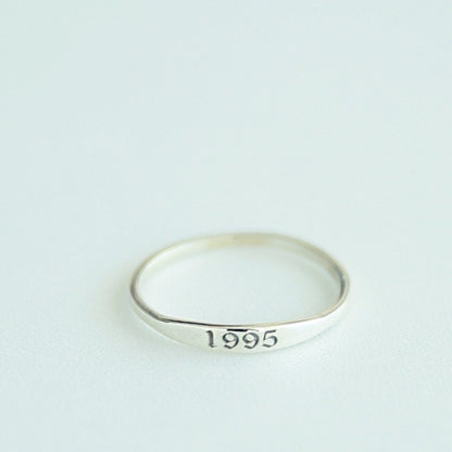 14k Gold Tiny Year Ring-Personalized Number Ring-Birthday Date Ring-Custom Stacking Ring,Bridesmaid Gift-jx23