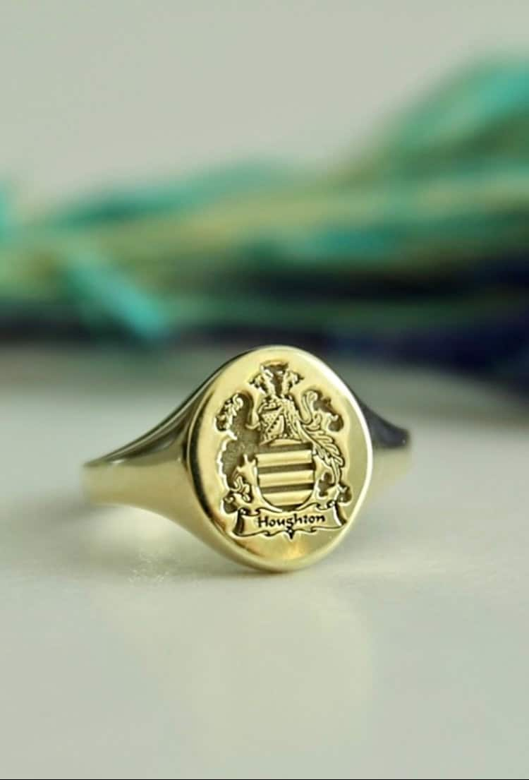 14k Gold Custom Family Crest Ring-Coat of Arms-Custom Signet Ring-Personalized Jewelry-Personalized Ring-Gold Ring-JX21