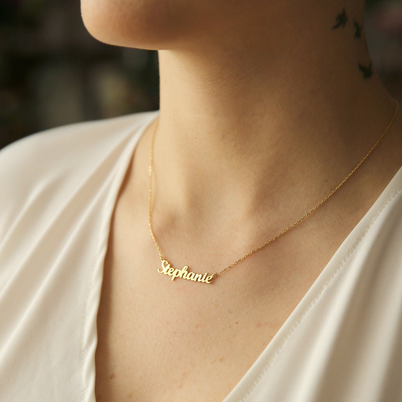 14k Solid Gold Name Necklace,Personalized Necklace,Personalized Gift,Bridesmaid Gift Birthday Gifts-Gift For Her-JX11