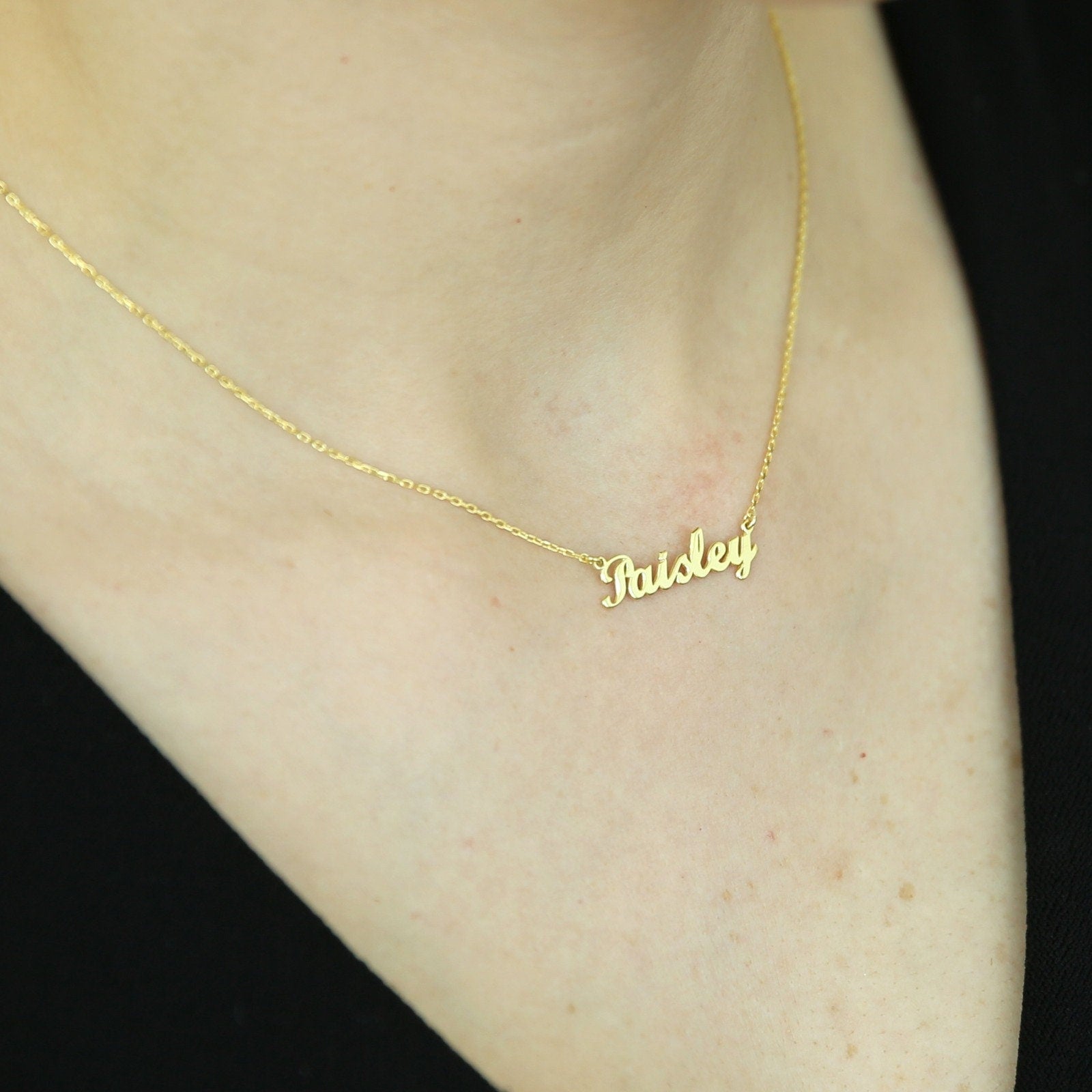 14k Gold Name Necklace, Dainty Necklace, Personalized Gifts,Personalized Necklace-Gift For Her-JX02