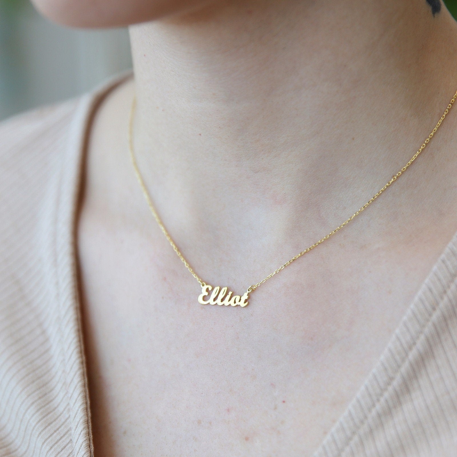 14k Gold Name Necklace, Dainty Necklace, Personalized Gifts,Personalized Necklace-Gift For Her-JX02