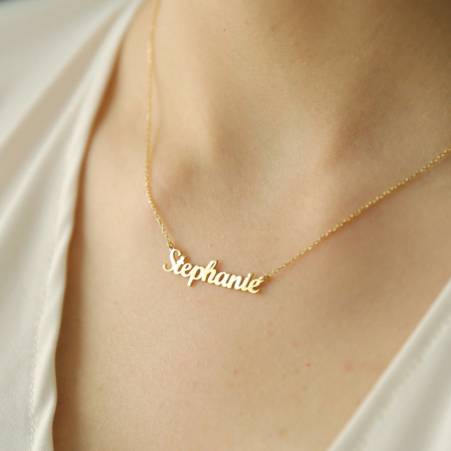 14k Solid Gold Name Necklace,Personalized Necklace,Personalized Gift,Bridesmaid Gift Birthday Gifts-Gift For Her-JX11