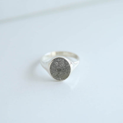 Sterling Silver Fingerprint Ring,Custom Fingerprint Jewelry,Personalized Ring,Memorial Ring,Gift For Her,JX21