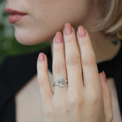 Sterling Silver Fingerprint Ring,Custom Fingerprint Jewelry,Personalized Ring,Memorial Ring,Gift For Her,JX21