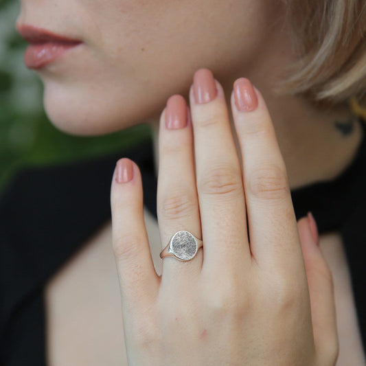 Sterling Silver Fingerprint Ring,Custom Fingerprint Jewelry,Personalized Ring,Memorial Ring,Gift For Her,JX21