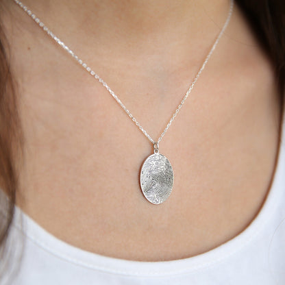 Sterling Silver Fingerprint Necklace,Gift For Her,Personalized Necklace,Fingerprint Jewelry,JX21