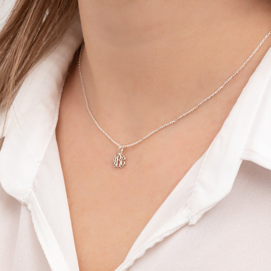 Sterling Silver Monogram Necklace-Tiny İnitial Necklace-Letter Necklace-Personalized Jewelry-Gift For Mom-JX04