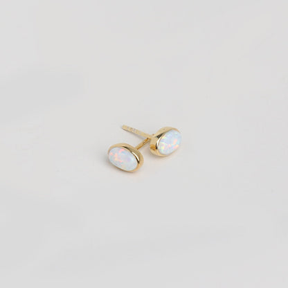 14k Gold Opal Stud Earrings,Dainty Earrings, White Opal Earrings.Minimalist Errings,Real Opal Earrings,JX63