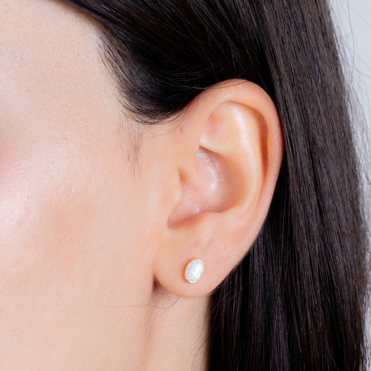 14k Gold Opal Stud Earrings,Dainty Earrings, White Opal Earrings.Minimalist Errings,Real Opal Earrings,JX63