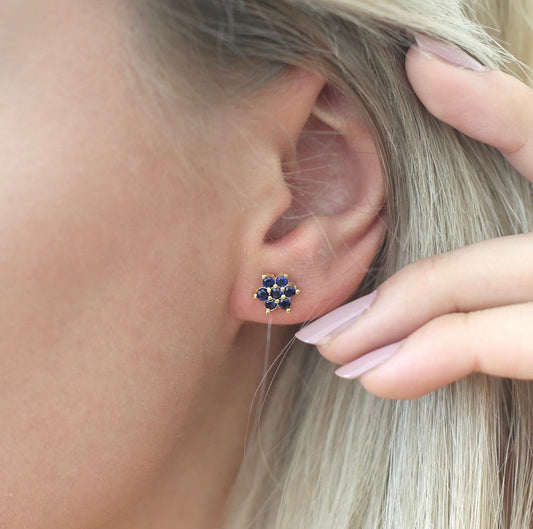 Sapphire Earring, Stud Earrings,Gold Earrings, Gemstone Earrings,Dainty Earrings,Birthday Gift JX72