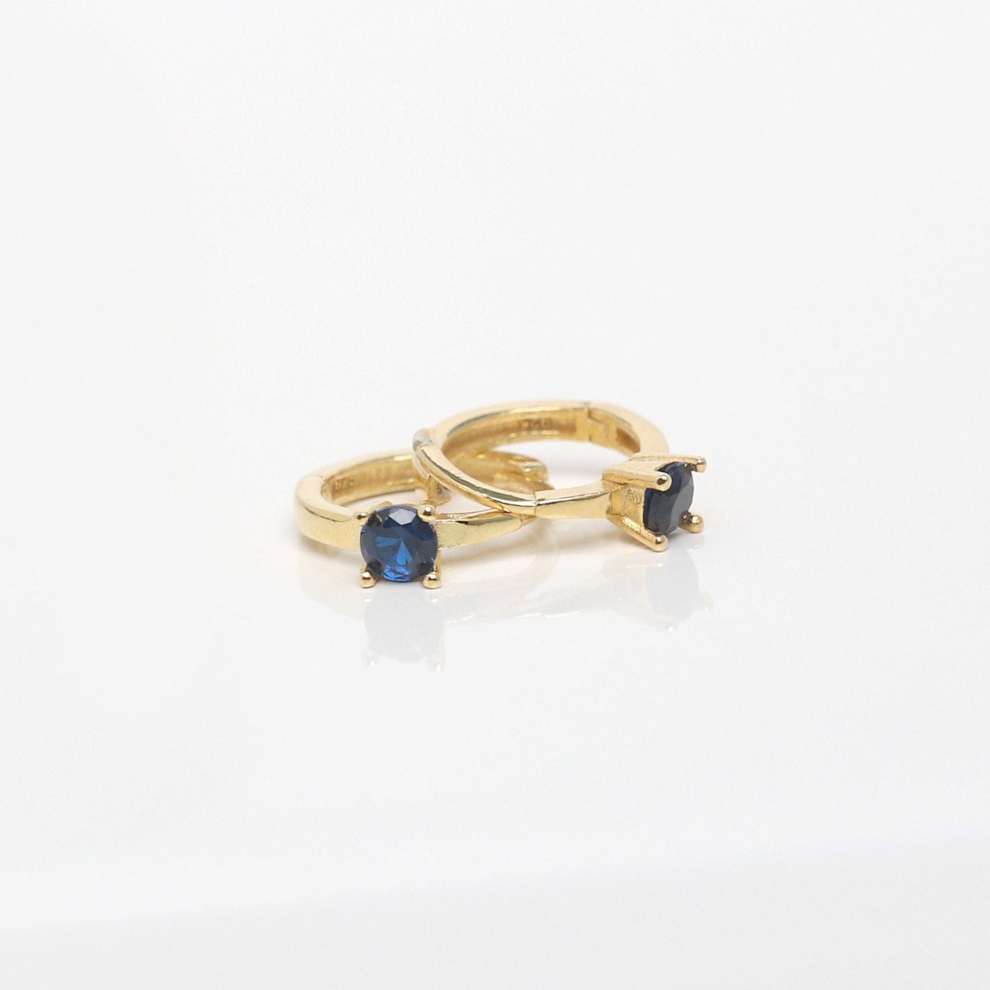 14k Gold Sapphire Huggie Earrings,Sapphire Hoops,Minimalist Earrings,Sapphire Earrings, Dainty Earrings,JX73