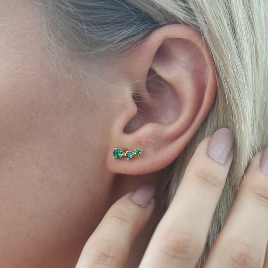 Ear Climber,Emerald Earrings,Ear Crawler,Dainty Ear Climber, Cartilage Ear Climber, Gift for her,JX78