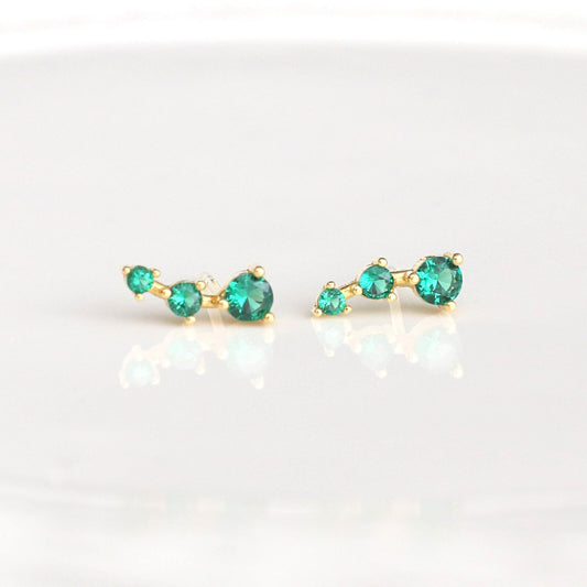 Ear Climber,Emerald Earrings,Ear Crawler,Dainty Ear Climber, Cartilage Ear Climber, Gift for her,JX78
