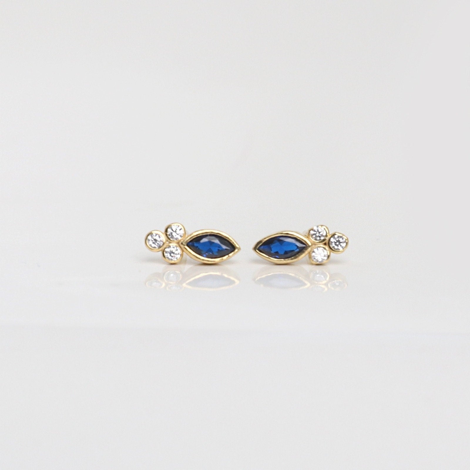 Sapphire Earrings,Diamond Stud Earrings,Sapphire Jewelry,Diamond Jewelry,Celestial Jewelry,JX82
