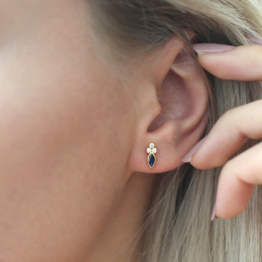 Sapphire Earrings,Diamond Stud Earrings,Sapphire Jewelry,Diamond Jewelry,Celestial Jewelry,JX82