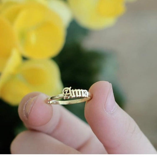 Gothic Name Ring,Personalized Old English Name Ring,Sterling Silver Custom Name Ring,JX09