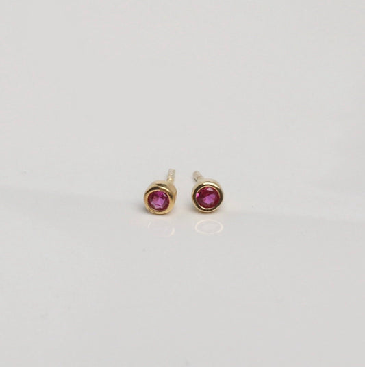 Ruby Earrings,Round Ruby Stud Earrings in Gold,Rose Gold and Sterling Silver,Minimalist Earrings, Dainty Earrings,Gift for Her,JX84