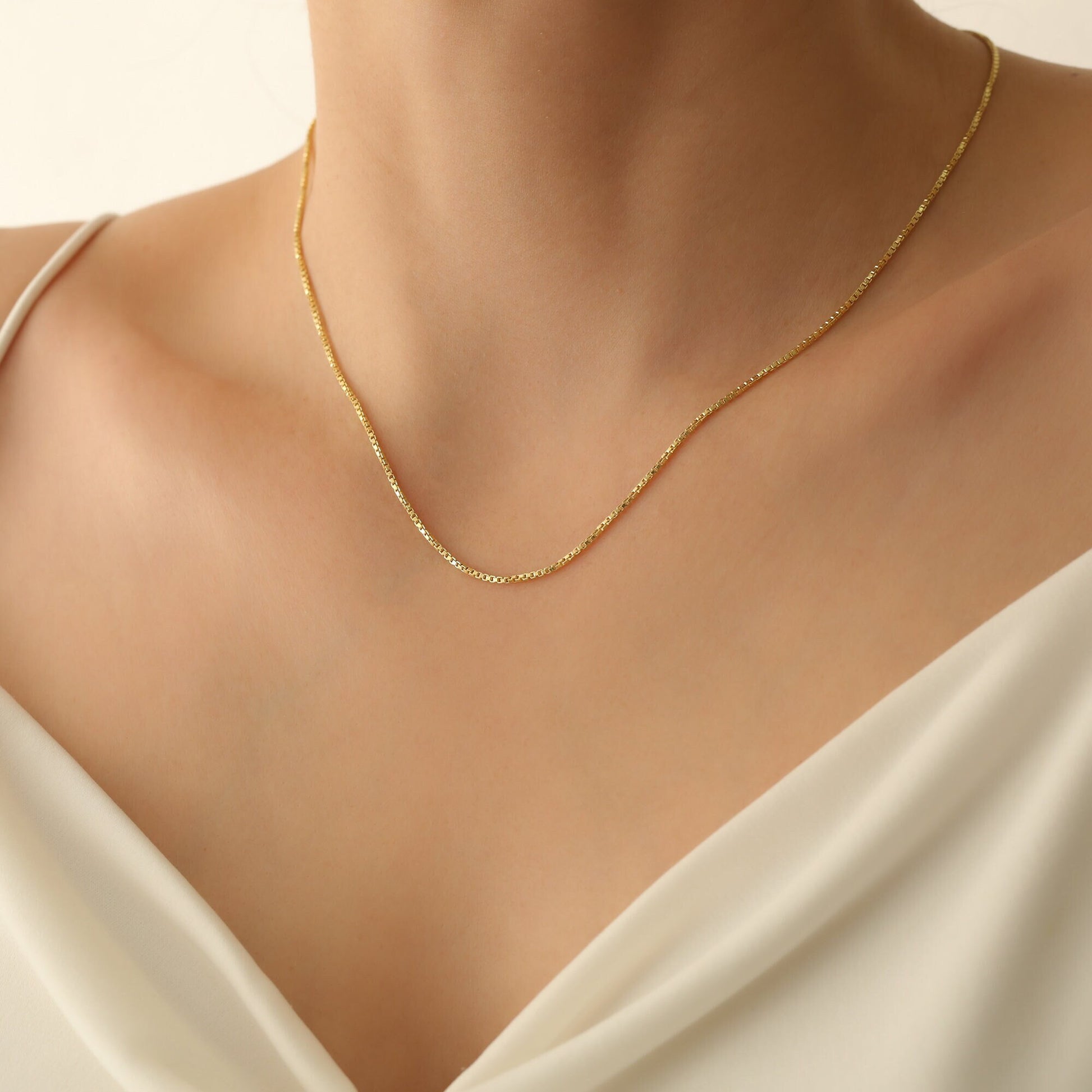 14k Gold Chain Necklace,Gold Filled Chain,Box Chain Necklace,Squared Chain Necklace, Chain Necklace in Gold Filled and Rose Gold,JX106