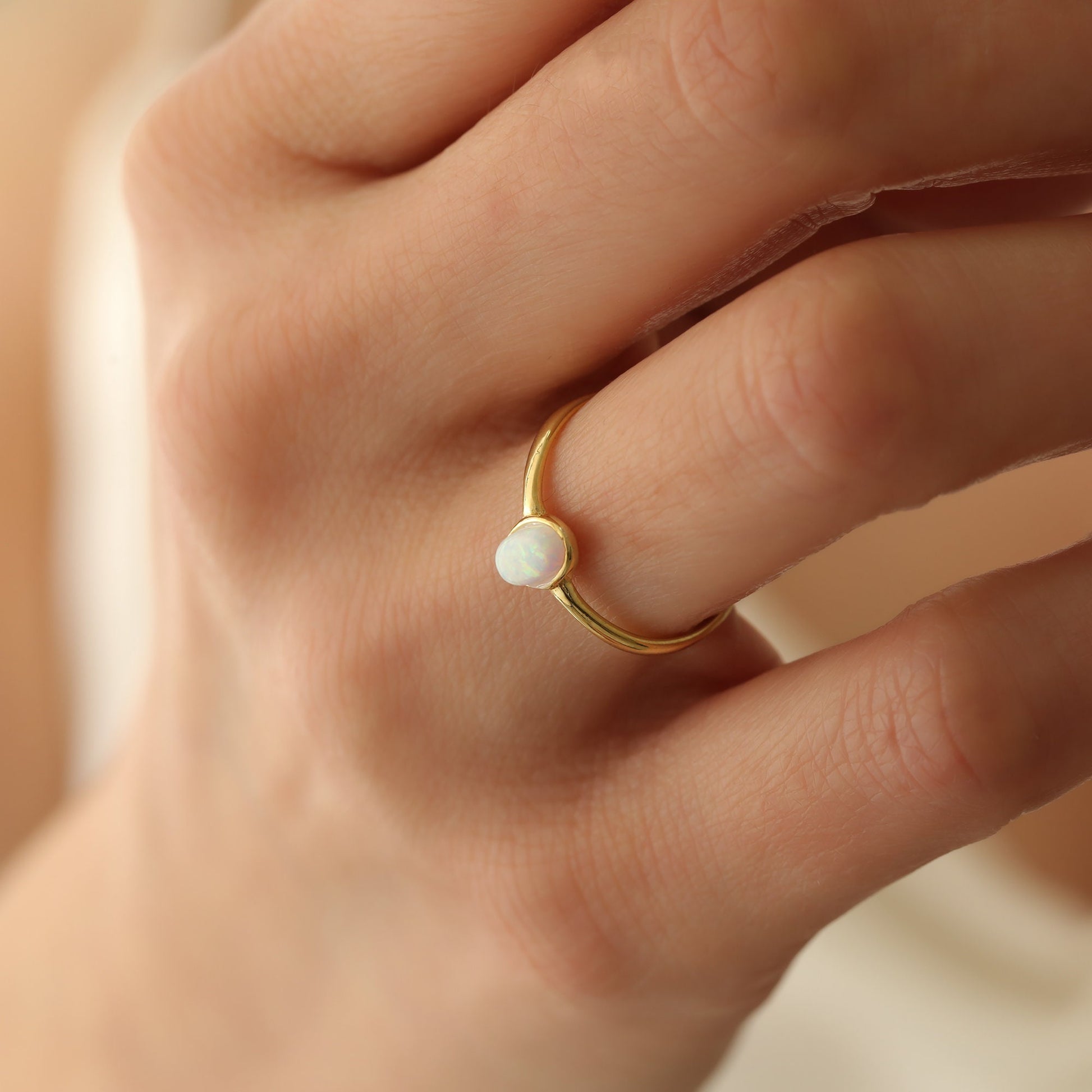 Opal Ring,Gold Ring,Dainty Ring,White Opal Ring, Minimalist Ring,Real Opal ring,JX69