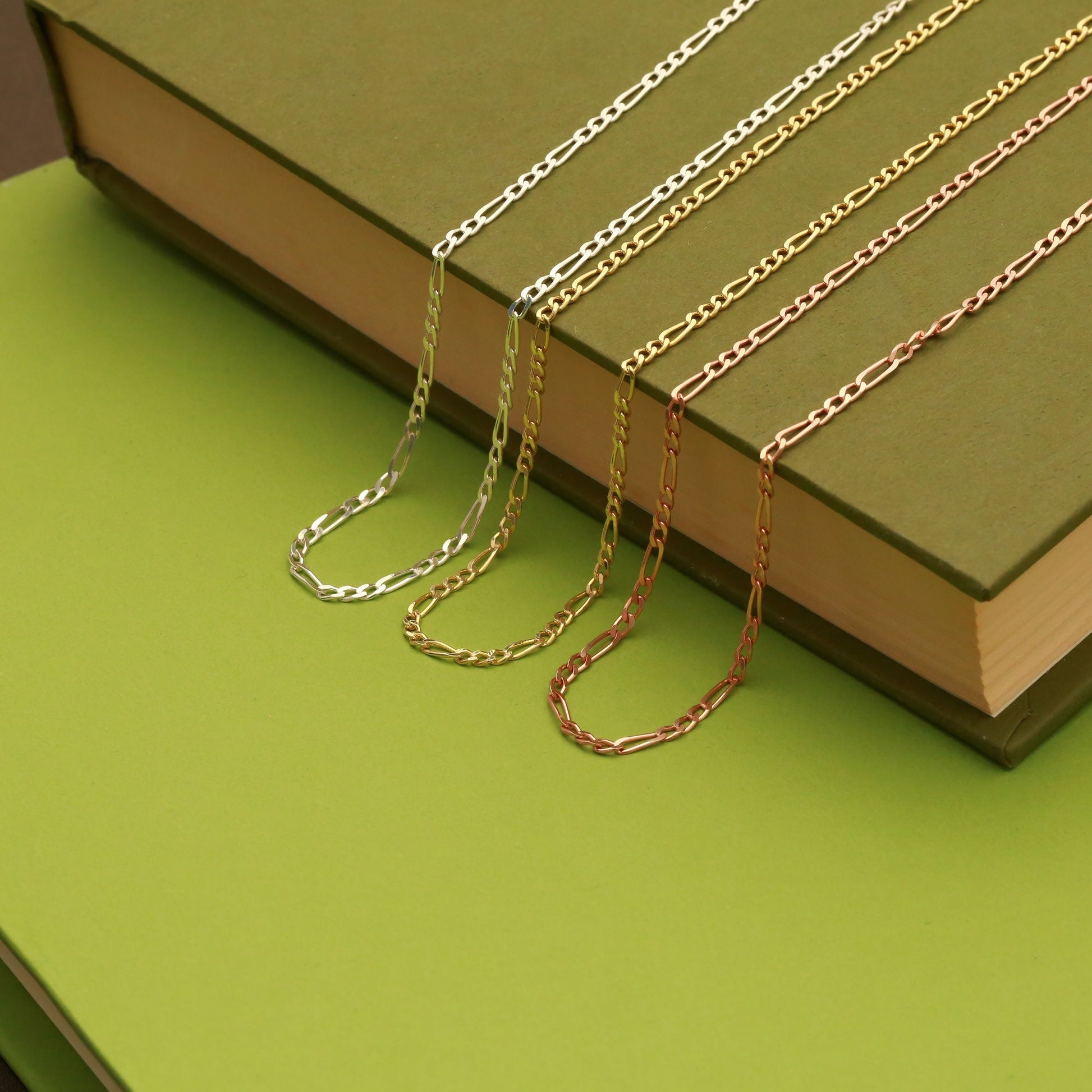 14K Gold Figaro Chain, Link Chain, Dainty Chain Necklace, Gold Filled Chain, 14k Gold Necklace JX116