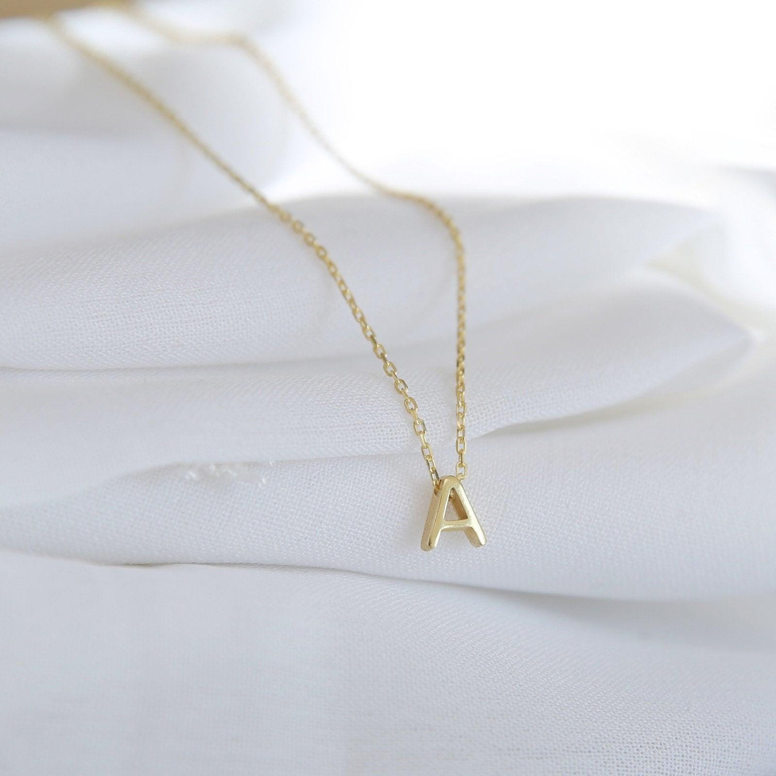 14k Gold Tiny Initial Necklace,Personalized Letter Necklace, Personalized Necklace,Bridesmaid Gift,JX34