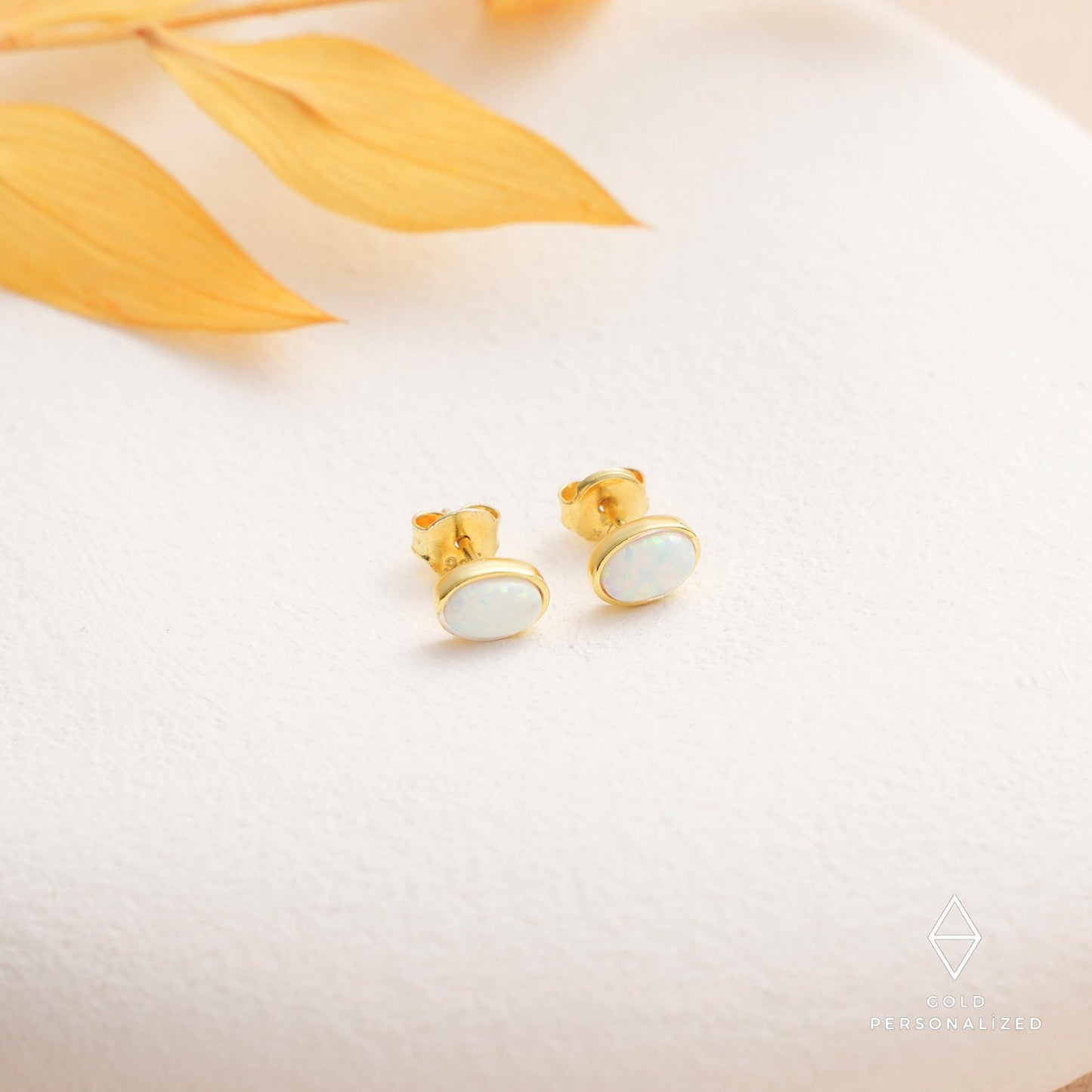 14k Gold Opal Stud Earrings,Dainty Earrings, White Opal Earrings.Minimalist Errings,Real Opal Earrings,JX63